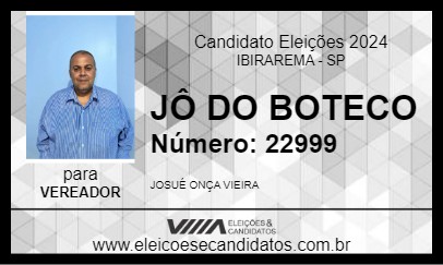 Candidato JÔ DO BOTECO 2024 - IBIRAREMA - Eleições