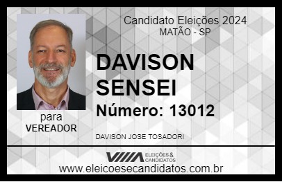 Candidato DAVISON SENSEI 2024 - MATÃO - Eleições