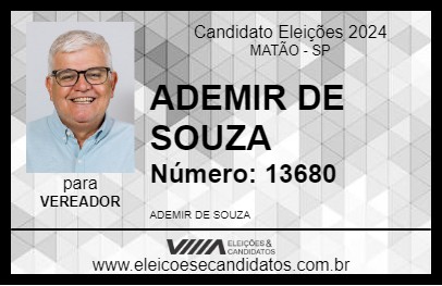 Candidato ADEMIR DE SOUZA 2024 - MATÃO - Eleições