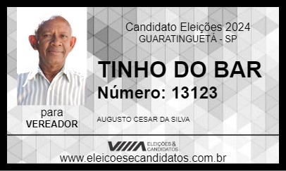 Candidato TINHO DO BAR 2024 - GUARATINGUETÁ - Eleições