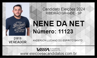 Candidato NENE DA NET 2024 - RIBEIRÃO GRANDE - Eleições