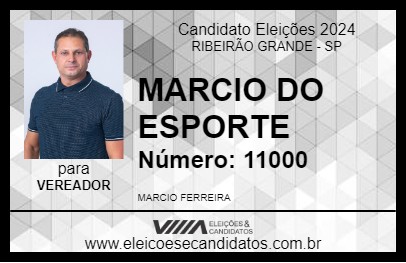 Candidato MARCIO DO ESPORTE 2024 - RIBEIRÃO GRANDE - Eleições