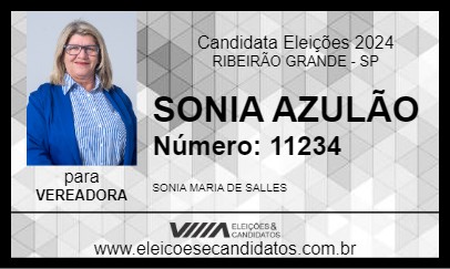 Candidato SONIA AZULÃO 2024 - RIBEIRÃO GRANDE - Eleições