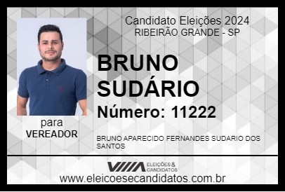 Candidato BRUNO SUDÁRIO 2024 - RIBEIRÃO GRANDE - Eleições