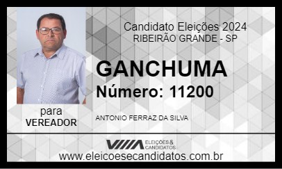 Candidato GANCHUMA 2024 - RIBEIRÃO GRANDE - Eleições