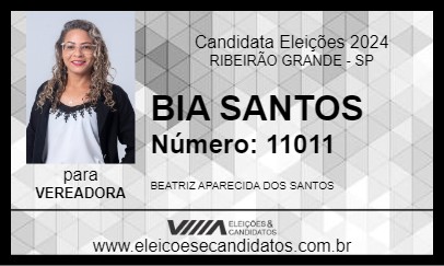 Candidato BIA SANTOS 2024 - RIBEIRÃO GRANDE - Eleições