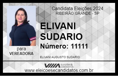 Candidato ELIVANI SUDARIO 2024 - RIBEIRÃO GRANDE - Eleições