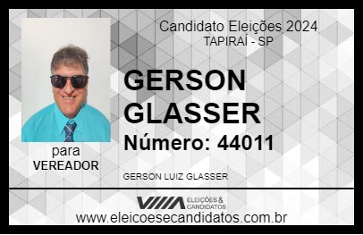 Candidato GERSON GLASSER 2024 - TAPIRAÍ - Eleições