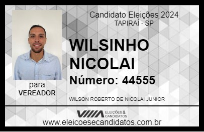 Candidato WILSINHO NICOLAI 2024 - TAPIRAÍ - Eleições