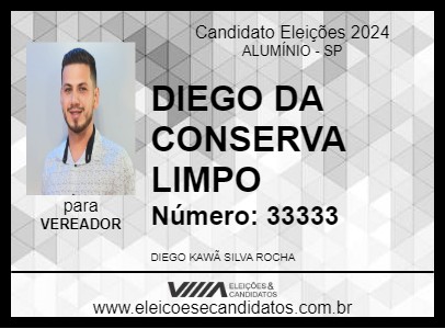 Candidato DIEGO DA CONSERVA LIMPO 2024 - ALUMÍNIO - Eleições