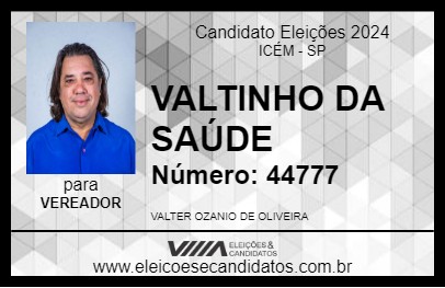 Candidato VALTINHO DA SAÚDE 2024 - ICÉM - Eleições