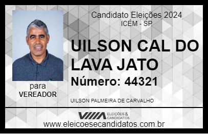 Candidato UILSON CAL DO LAVA JATO 2024 - ICÉM - Eleições