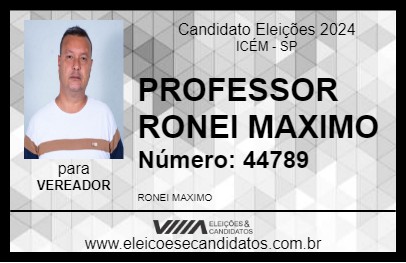 Candidato PROFESSOR RONEI MAXIMO 2024 - ICÉM - Eleições