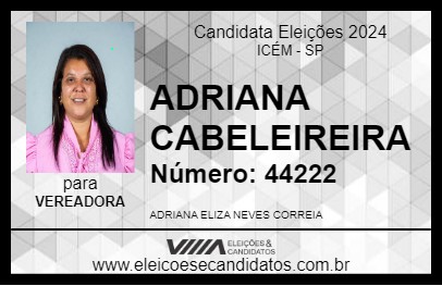 Candidato ADRIANA CABELEIREIRA 2024 - ICÉM - Eleições