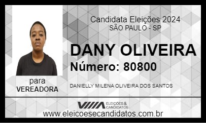 Candidato DANY OLIVEIRA 2024 - SÃO PAULO - Eleições