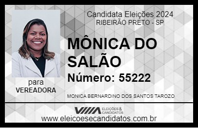 Candidato MÔNICA DO SALÃO 2024 - RIBEIRÃO PRETO - Eleições