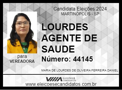 Candidato LOURDES AGENTE DE SAUDE 2024 - MARTINÓPOLIS - Eleições