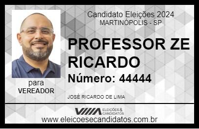 Candidato PROFESSOR ZE RICARDO 2024 - MARTINÓPOLIS - Eleições