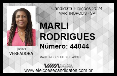 Candidato MARLI RODRIGUES 2024 - MARTINÓPOLIS - Eleições