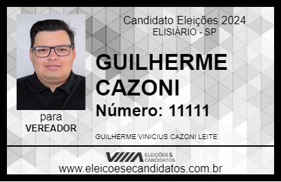 Candidato GUILHERME CAZONI 2024 - ELISIÁRIO - Eleições