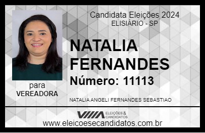 Candidato NATALIA FERNANDES 2024 - ELISIÁRIO - Eleições