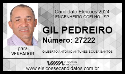 Candidato GIL PEDREIRO 2024 - ENGENHEIRO COELHO - Eleições