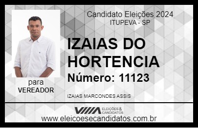 Candidato IZAIAS DO HORTENCIA 2024 - ITUPEVA - Eleições