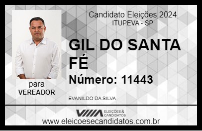 Candidato GIL DO SANTA FÉ 2024 - ITUPEVA - Eleições