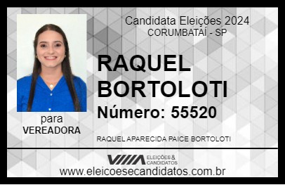 Candidato RAQUEL BORTOLOTI 2024 - CORUMBATAÍ - Eleições