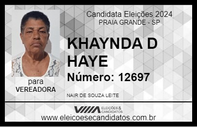 Candidato KHAYNDA D HAYE 2024 - PRAIA GRANDE - Eleições