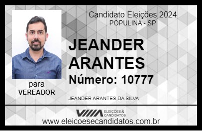 Candidato JEANDER MENEZES 2024 - POPULINA - Eleições