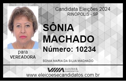 Candidato SÔNIA MACHADO 2024 - RINÓPOLIS - Eleições