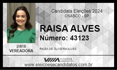 Candidato RAISA ALVES 2024 - OSASCO - Eleições