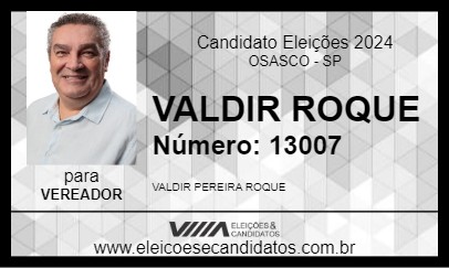 Candidato VALDIR ROQUE 2024 - OSASCO - Eleições