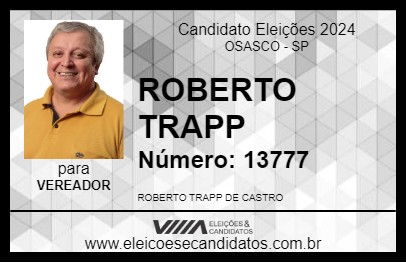 Candidato ROBERTO TRAPP 2024 - OSASCO - Eleições