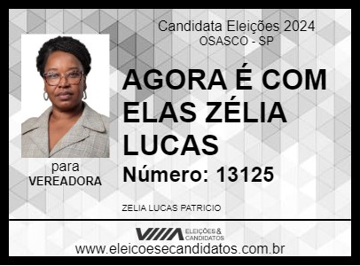 Candidato AGORA É COM ELAS ZÉLIA LUCAS 2024 - OSASCO - Eleições