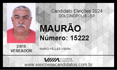 Candidato MAURÃO 2024 - DOLCINÓPOLIS - Eleições