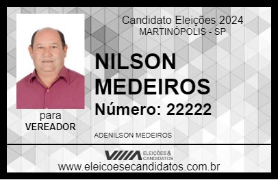 Candidato NILSON MEDEIROS 2024 - MARTINÓPOLIS - Eleições