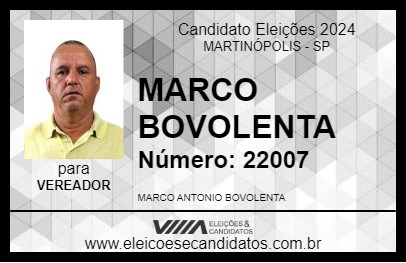 Candidato MARCO BOVOLENTA 2024 - MARTINÓPOLIS - Eleições