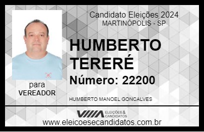 Candidato HUMBERTO TERERÉ 2024 - MARTINÓPOLIS - Eleições