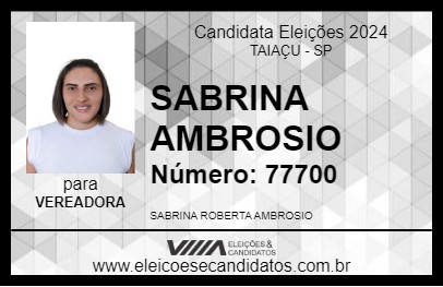 Candidato SABRINA AMBROSIO 2024 - TAIAÇU - Eleições