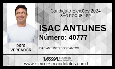 Candidato ISAC ANTUNES 2024 - SÃO ROQUE - Eleições