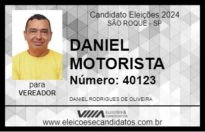 Candidato DANIEL MOTORISTA 2024 - SÃO ROQUE - Eleições