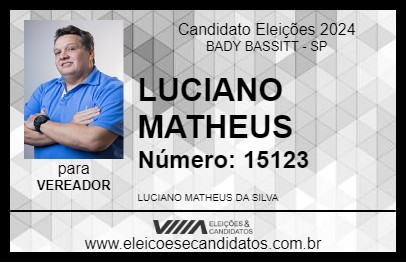 Candidato LUCIANO MATHEUS 2024 - BADY BASSITT - Eleições