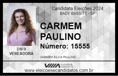 Candidato CARMEM PAULINO 2024 - BADY BASSITT - Eleições