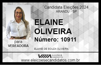 Candidato ELAINE OLIVEIRA 2024 - ARANDU - Eleições