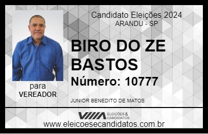 Candidato BIRO DO ZE BASTOS 2024 - ARANDU - Eleições