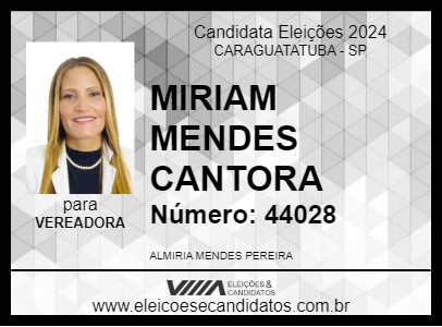 Candidato MIRIAM MENDES CANTORA 2024 - CARAGUATATUBA - Eleições