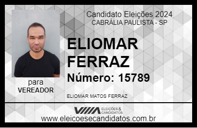 Candidato ELIOMAR FERRAZ 2024 - CABRÁLIA PAULISTA - Eleições