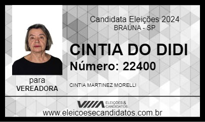 Candidato CINTIA DO DIDI 2024 - BRAÚNA - Eleições